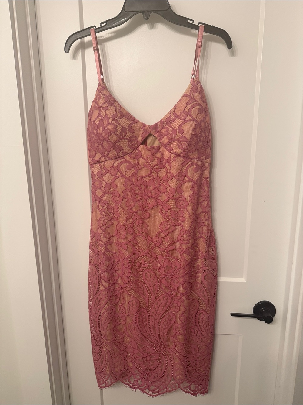 Guess Dusty Rose Lace Slip Dress with Nude Underlay